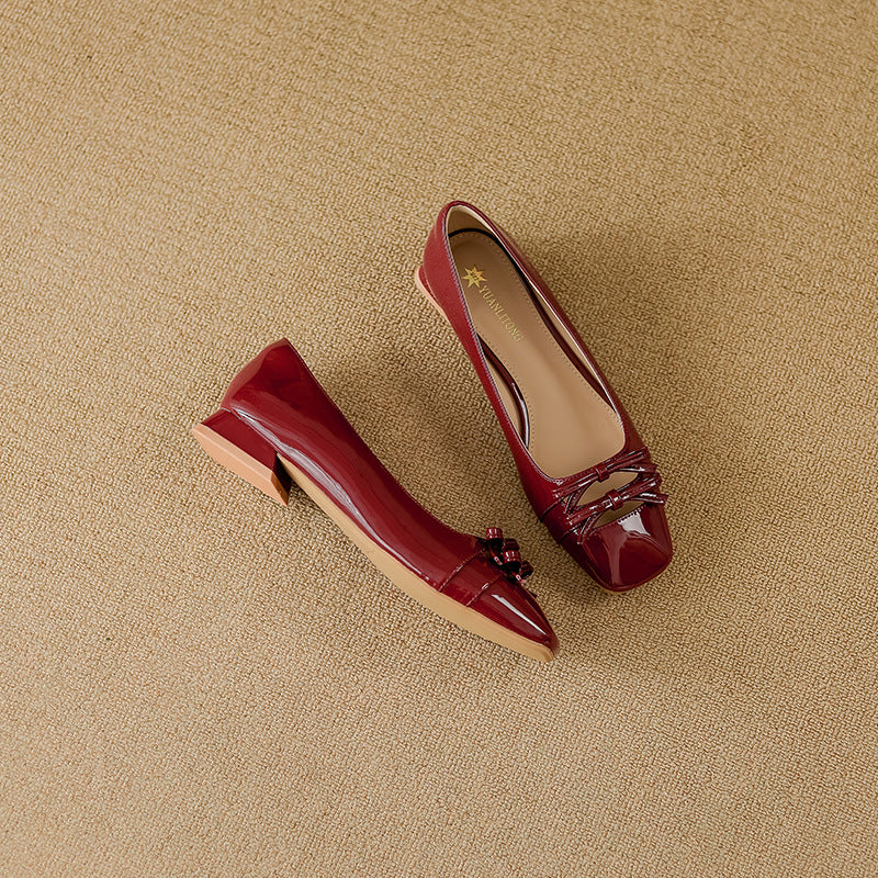 patent leather flats with bow detail – RUBINAV