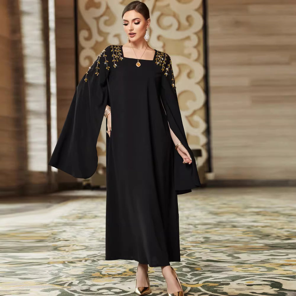 Elegant Long Sleeve Maxi Dress with Wide Hem – ESME
