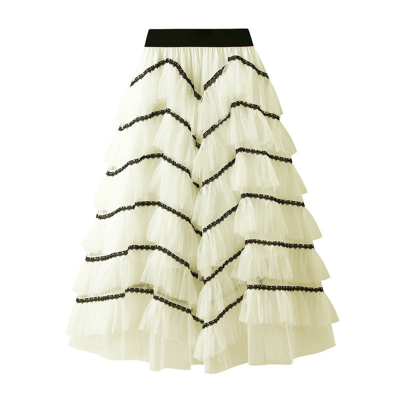 Layered ruffle tulle midi skirt – AURORA