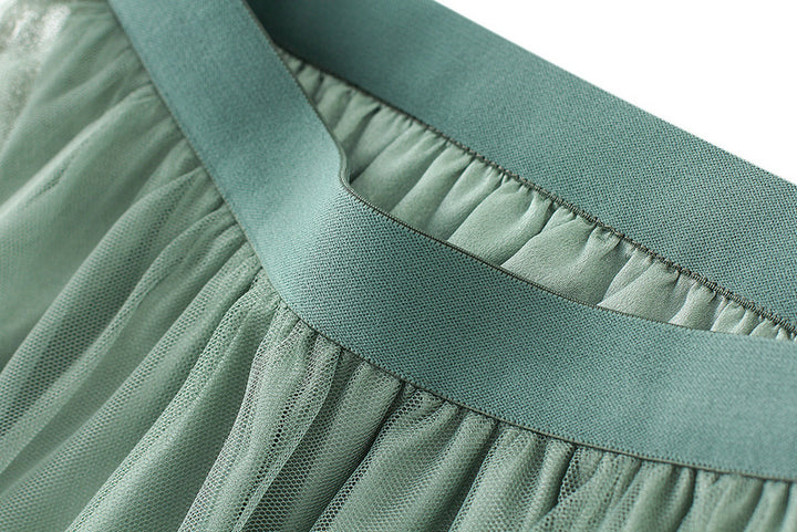 layered tulle midi skirt with asymmetric ruffle – ROSABELLE