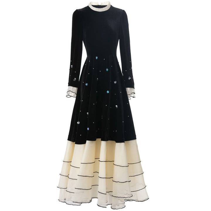 op maat gemaakte flare-pak met satijnen pofmouwen – VALENCIA 