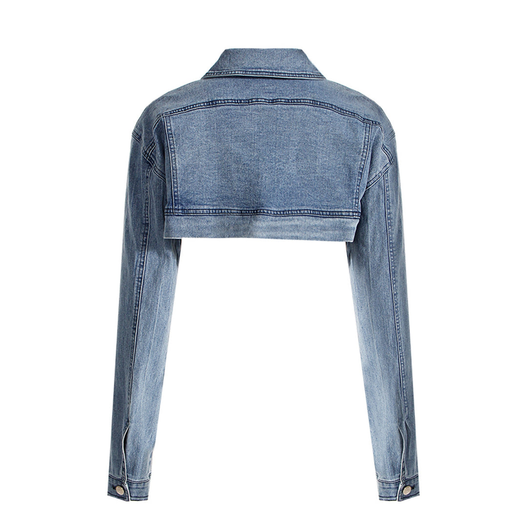 طقم جاكيت جينز قصير وبنطلون ضيق بألوان متدرجة - ريفيركي