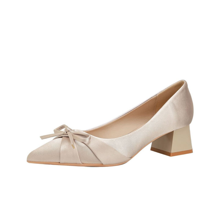 حذاء بكعب سميك مع تفاصيل فيونكة ساتان – سيريناوتو