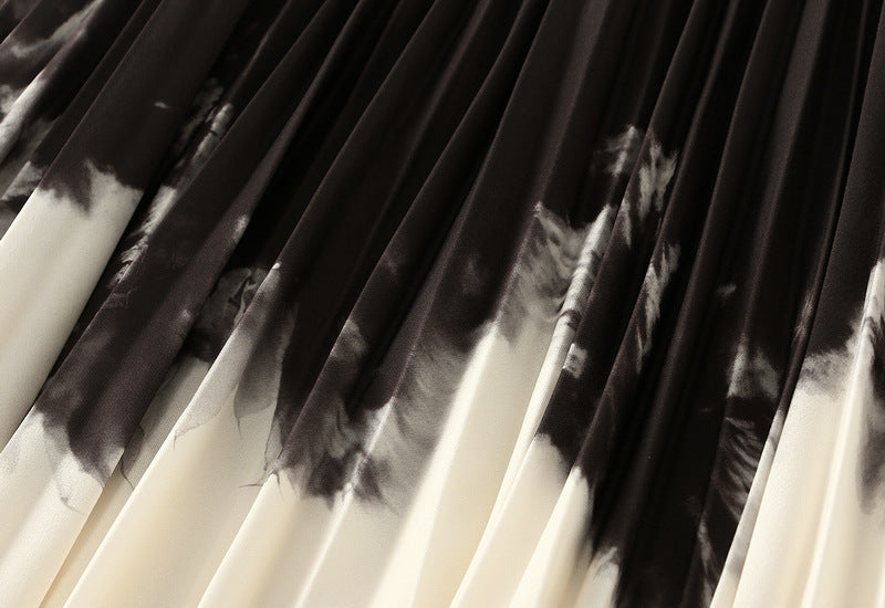 tie-dye pleated A-line midi skirt – MARBLE