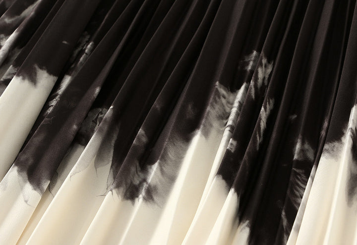 tie-dye pleated A-line midi skirt – MARBLE