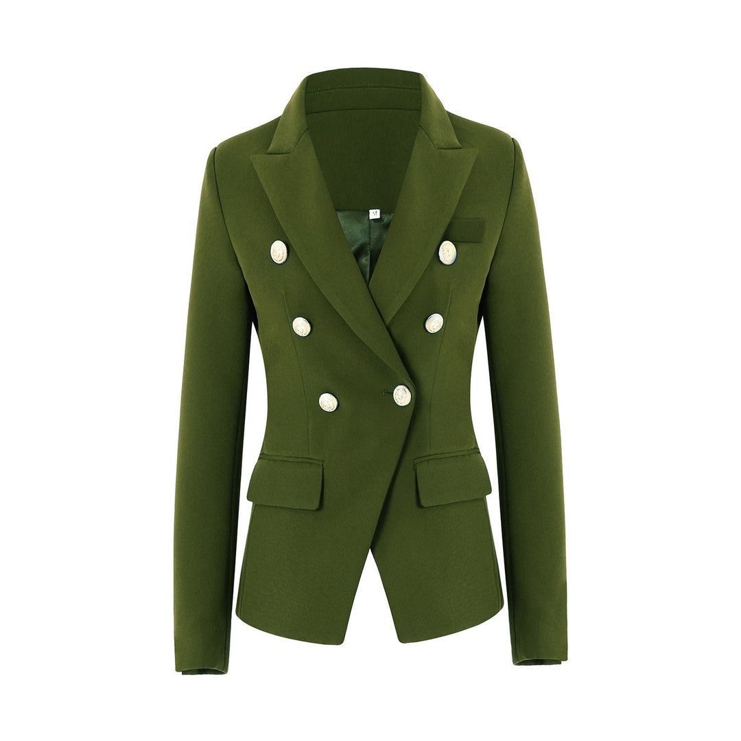 structured double-breasted blazer with gold buttons – VERDE