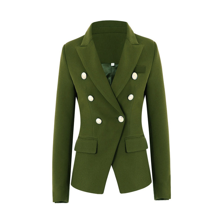 structured double-breasted blazer with gold buttons – VERDE