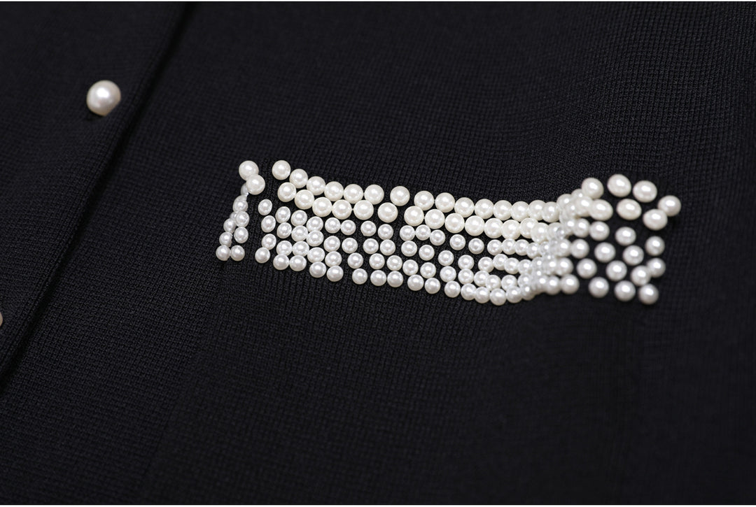 cropped tweed jacket with pearl-embellished pockets – DARAXI