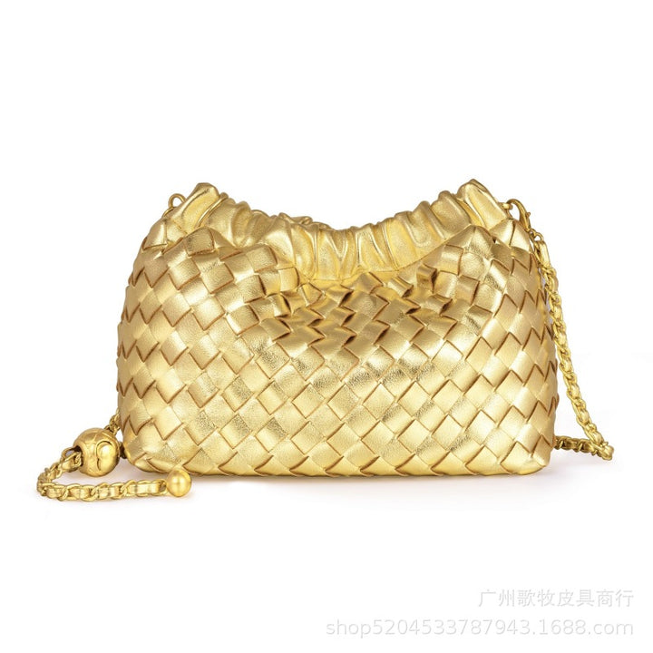 编织藤条手提包，配有双层皮革手柄 – LÉONIE 