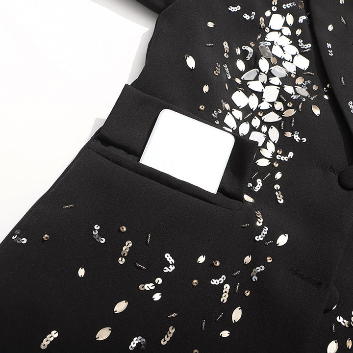 褶皱喇叭袖上衣和高腰裙套装，配腰带 – Rosiny 