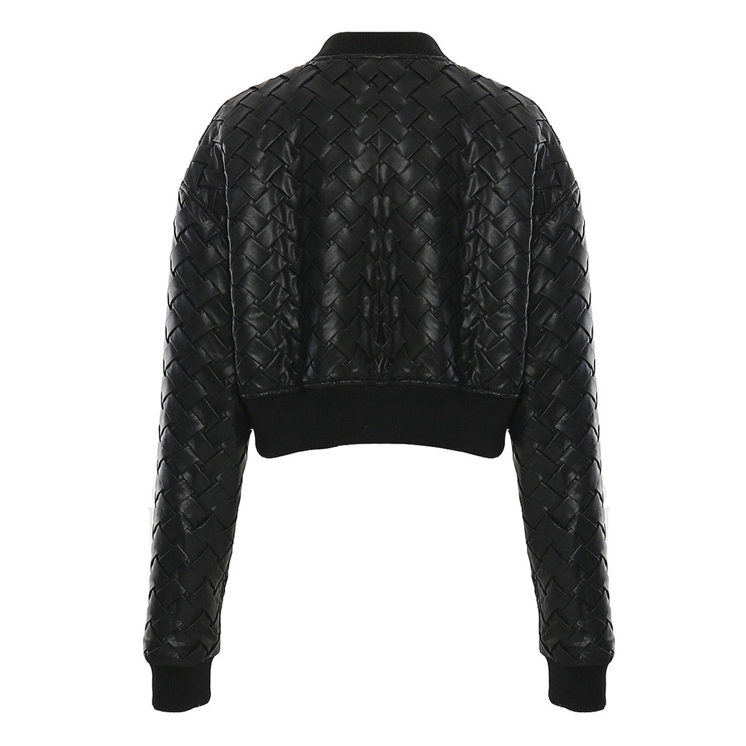 quilted leather bomber jacket and mini skirt set – RAVENIZ