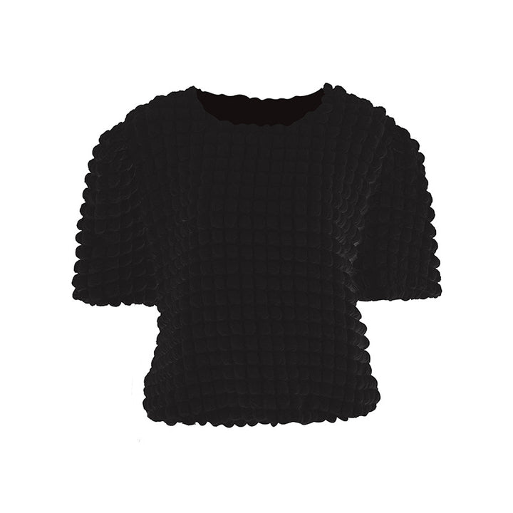 Textured short-sleeve top with 3D waffle fabric – IVETTA