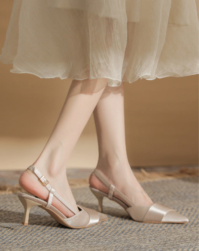 حذاء بكعب عالٍ مدبب مع شريط ساتان متقاطع – سيلينيزلا