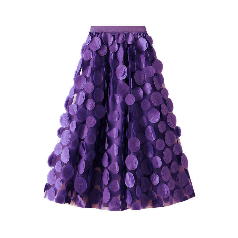 3D circle appliqué tulle skirt – LUMI