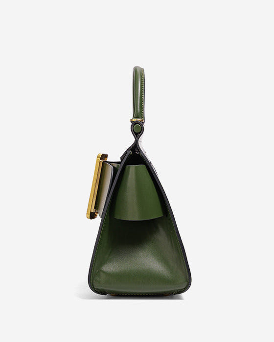 编织藤条手提包，配有双层皮革手柄 – LÉONIE 