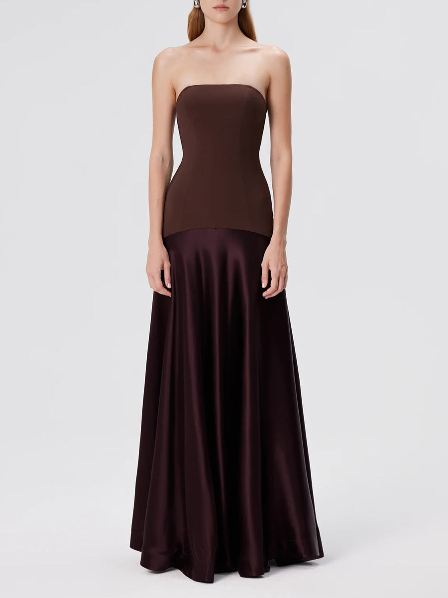 strapless satin gown with fitted bodice – COLFO