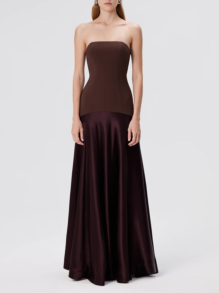 strapless satin gown with fitted bodice – COLFO