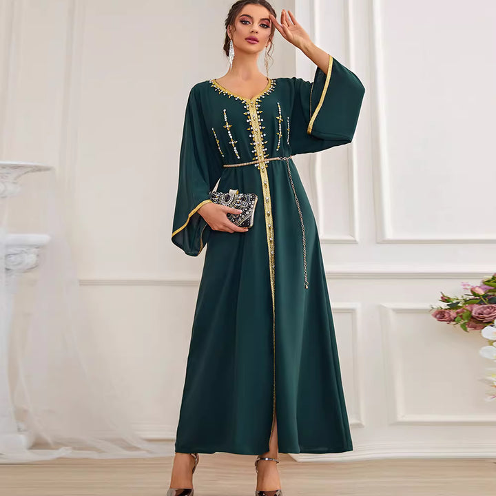 Elegant Long Sleeve Maxi Dress with Soft Drape – SERENIA