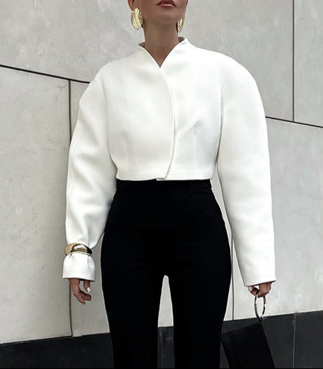 structured cropped jacket with sculpted sleeves – LAVIN