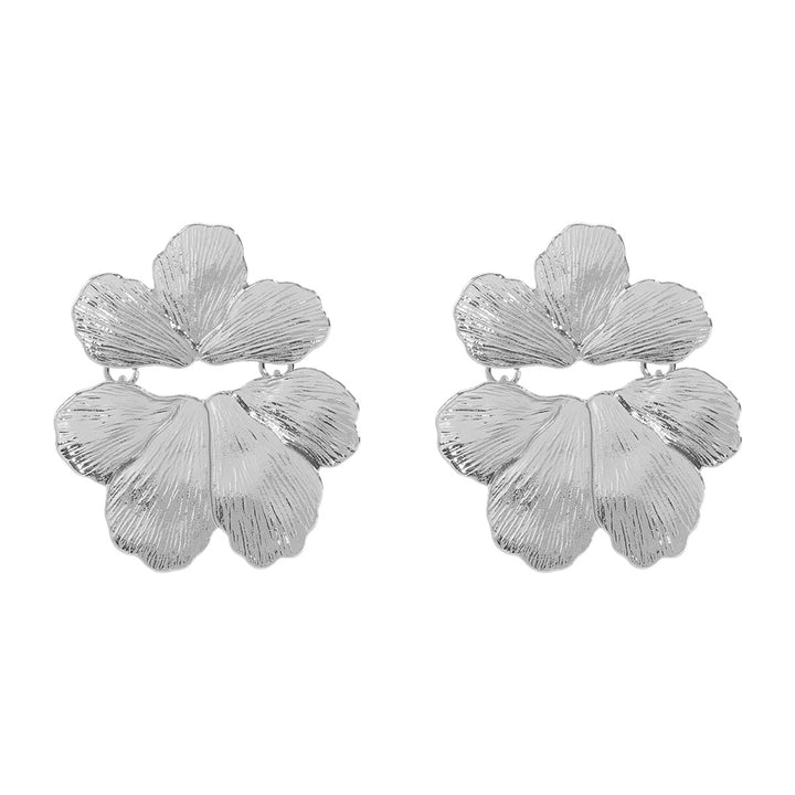 silver petal statement earrings – LUNARA