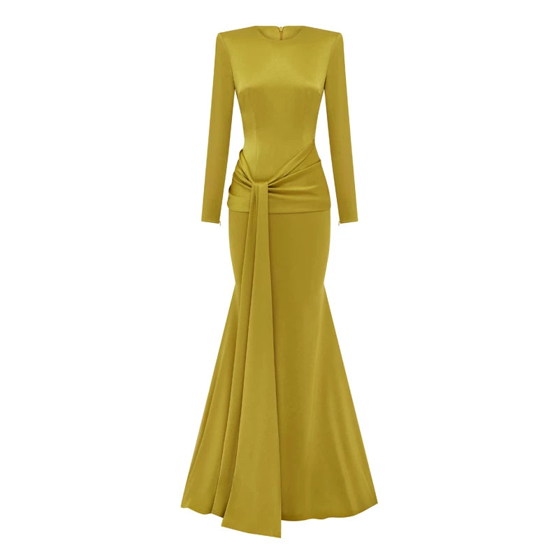 Long Sleeve Draped Mermaid Gown – ZELORA