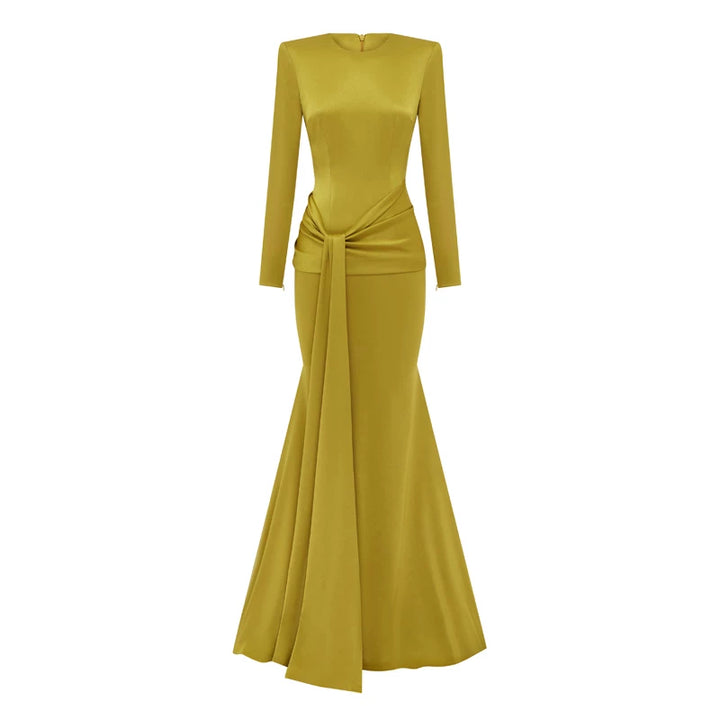 Long Sleeve Draped Mermaid Gown – ZELORA