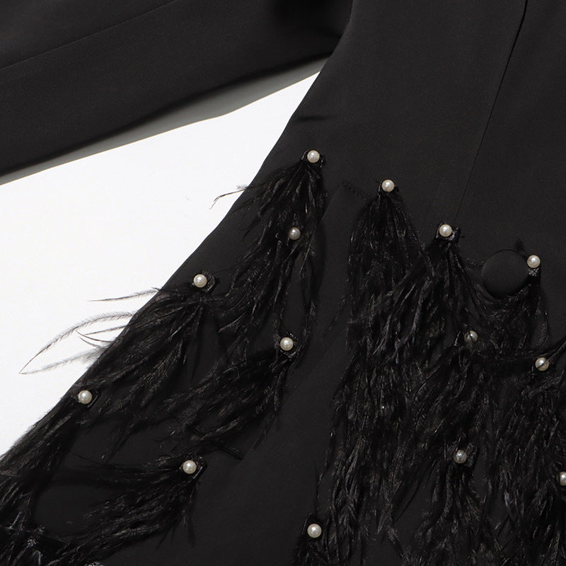 Haut à manches évasées plissées et ensemble jupe longue avec ceinture à la taille – Rosiny 