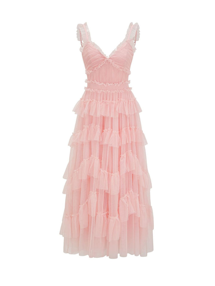 tiered tulle dress with ruched bodice – CORDELIA