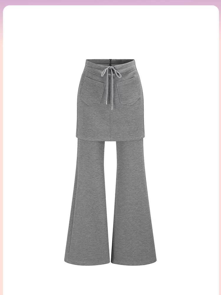Layered Flare Pants Skirt - Helza