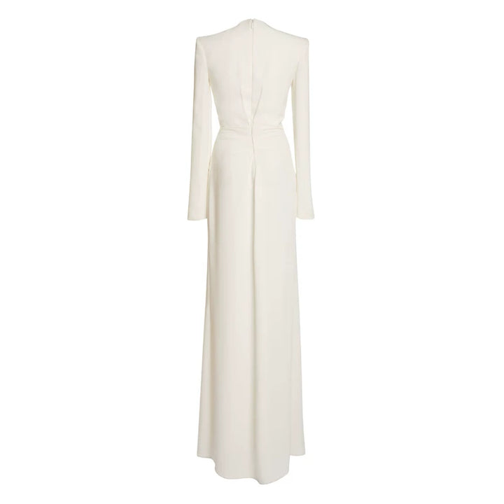 Ruched Long Sleeve Draped Maxi Dress – IVORELLE
