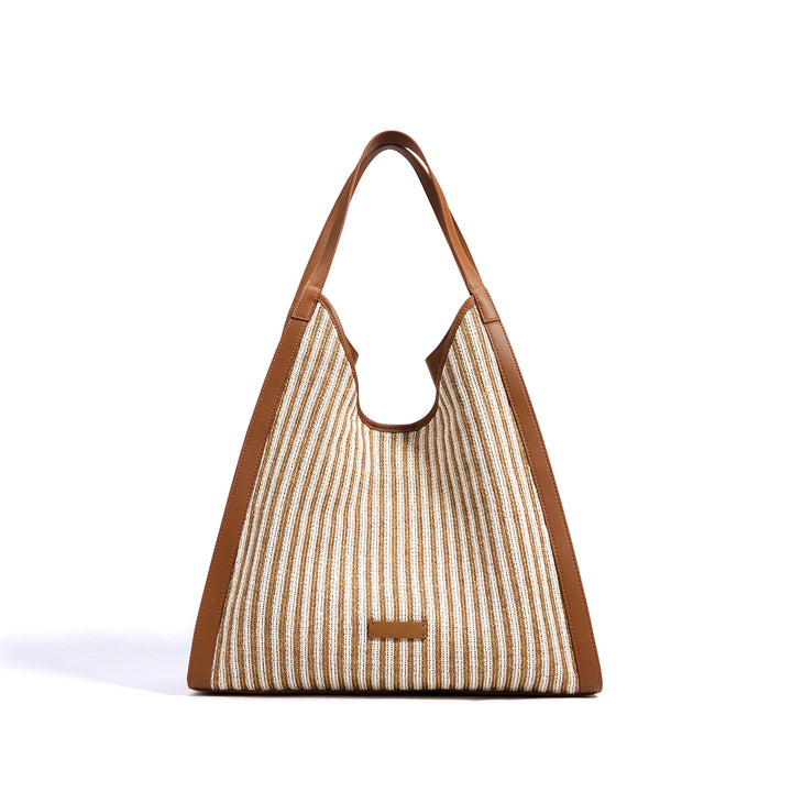 striped woven tote bag with leather edges – MIRAVLI