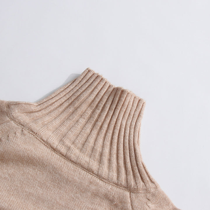 ribbed turtleneck knit dress with side buttons – ALORA