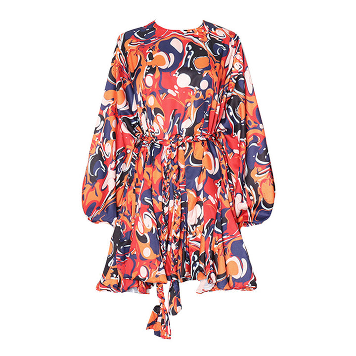 Haut à manches évasées plissées et ensemble jupe longue avec ceinture à la taille – Rosiny 