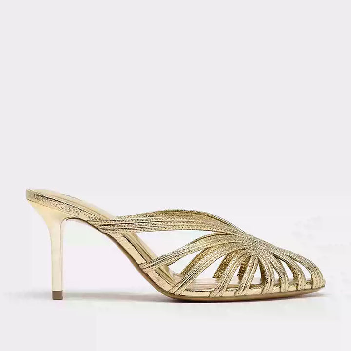 Gold Metallic Strappy Heel Sandals – LUMINA