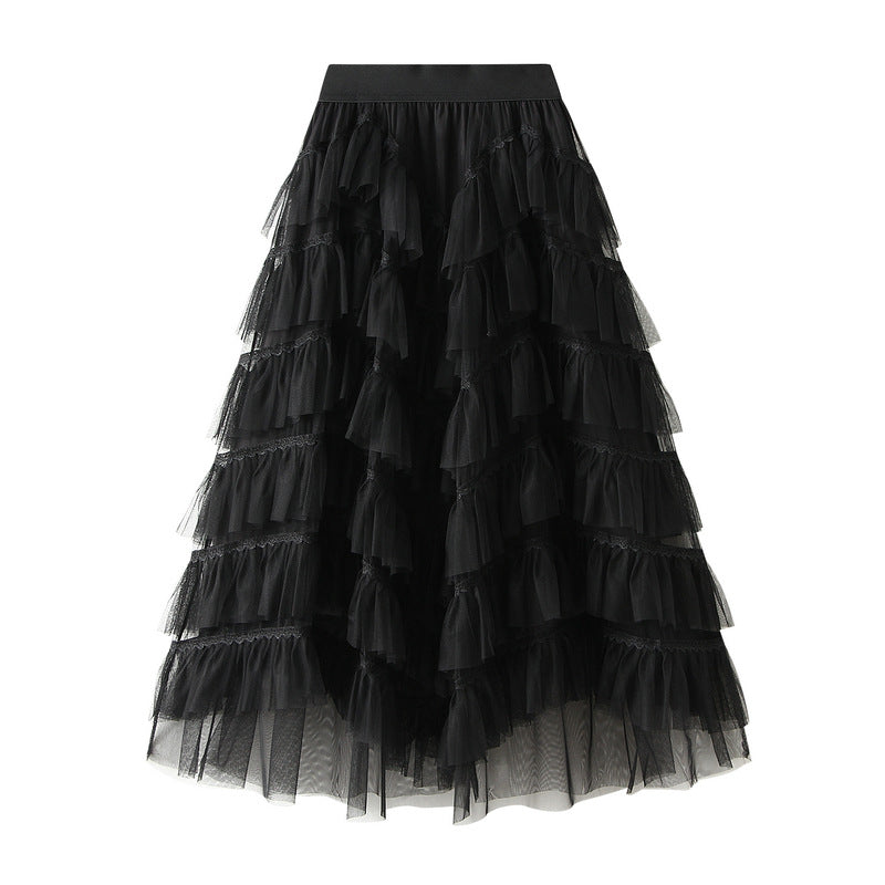 Layered ruffle tulle midi skirt – AURORA