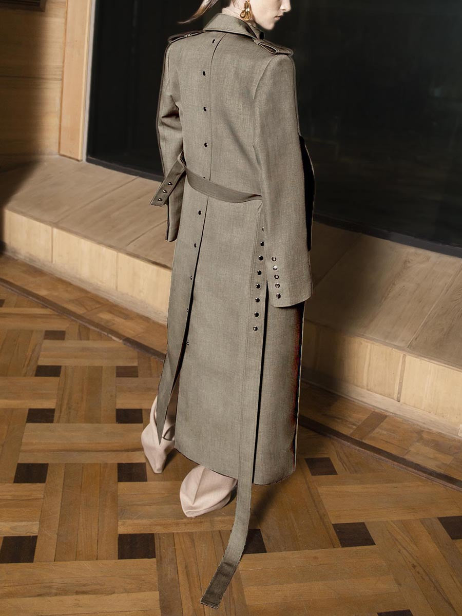 tailored wrap trench dress with belted waist – SANDRA