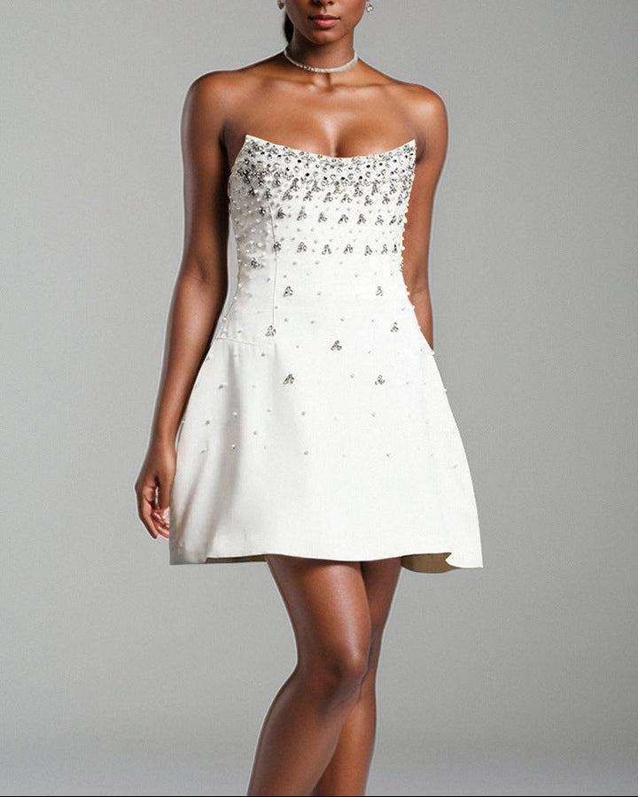 strapless mini dress with crystal embellishments – LUMINA