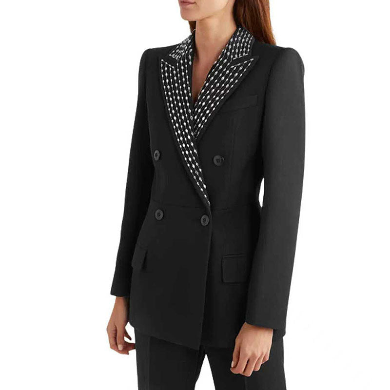tailored blazer with crystal-embellished lapel – GERETA