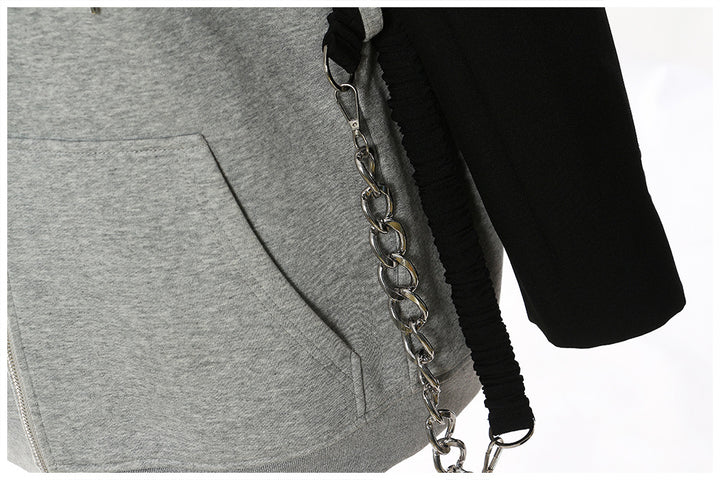layered hoodie dress with chain belt – URBAN