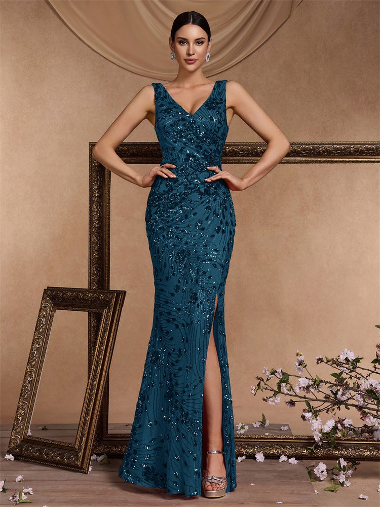 فستان بدون أكمام مزخرف بفتحة جانبية – إمبيرف