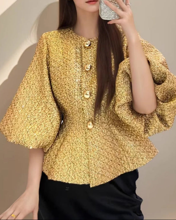 جاكيت بأكمام منفوخة وأزرار - كلير