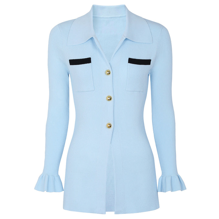 Geplooide top met uitlopende mouwen en maxi-rok set met tailleband – Rosiny 