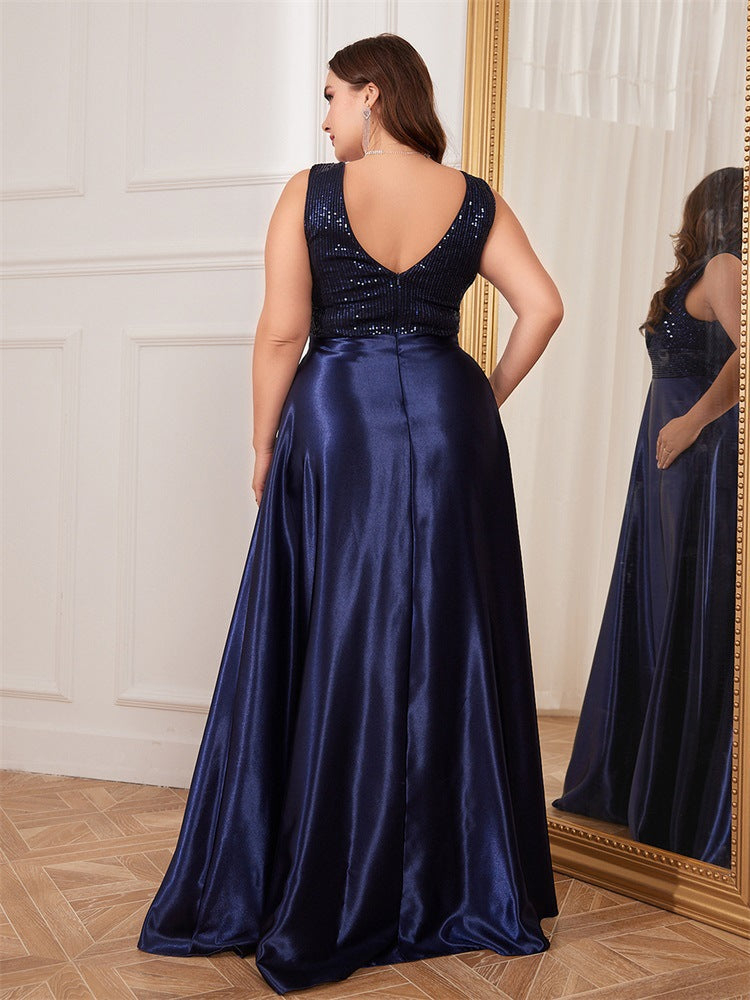 sleeveless satin gown with sequin bodice – RADIANCE