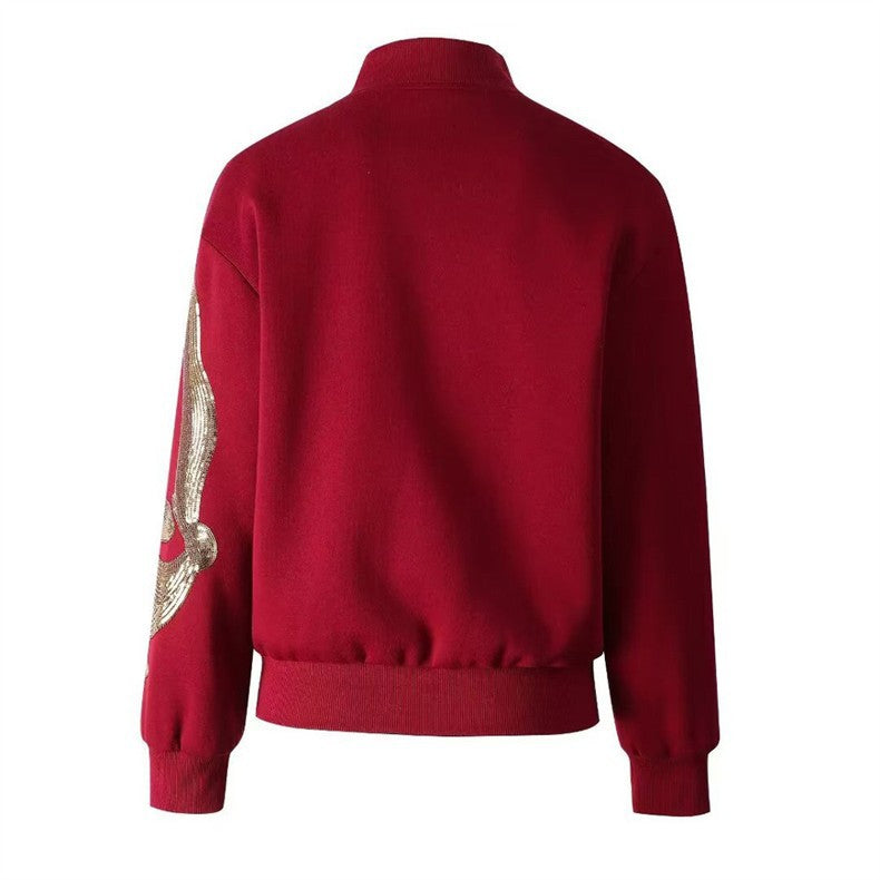 embroidered sequin bomber jacket – VIOLET