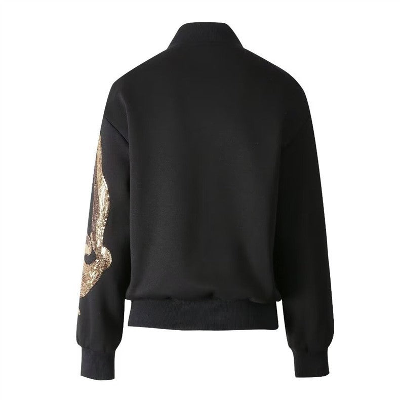 embroidered sequin bomber jacket – VIOLET