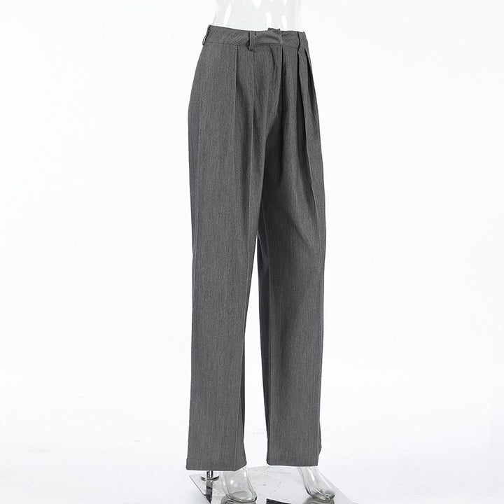 pleated high-waist tailored pants with draped front panel – LÉONE
