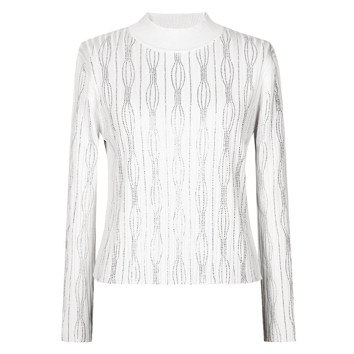 بلوزة محبوكة بأكمام طويلة وملمس شفاف - نوراترو