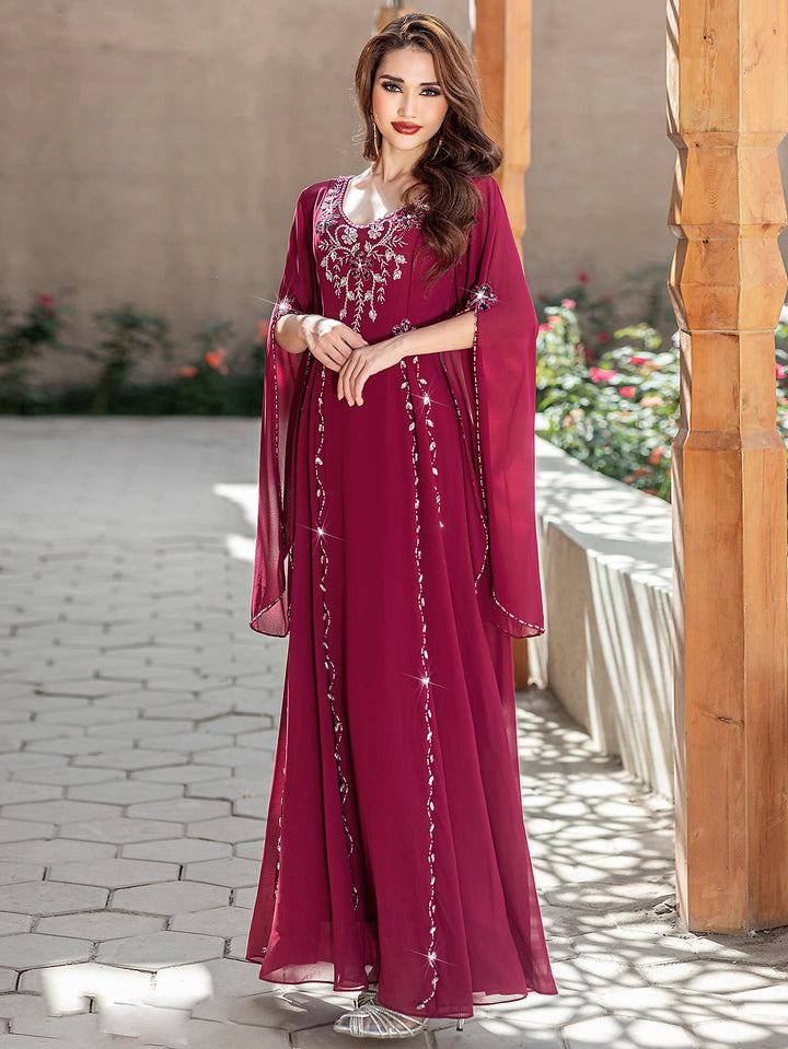 op maat gemaakte flare-pak met satijnen pofmouwen – VALENCIA 