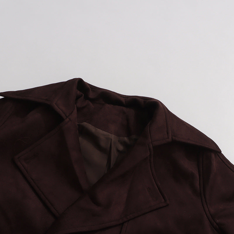 جاكيت ترنش قصير مع حزام عند الخصر - سيينا