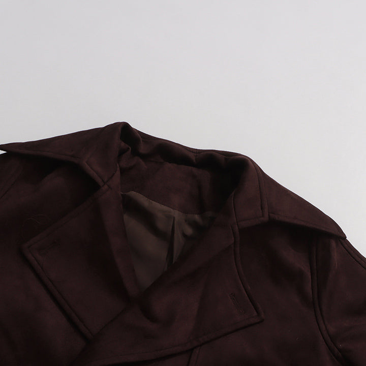 جاكيت ترنش قصير مع حزام عند الخصر - سيينا